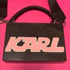 Karl Lagerfeld Black Glitter Acrylic Bag.